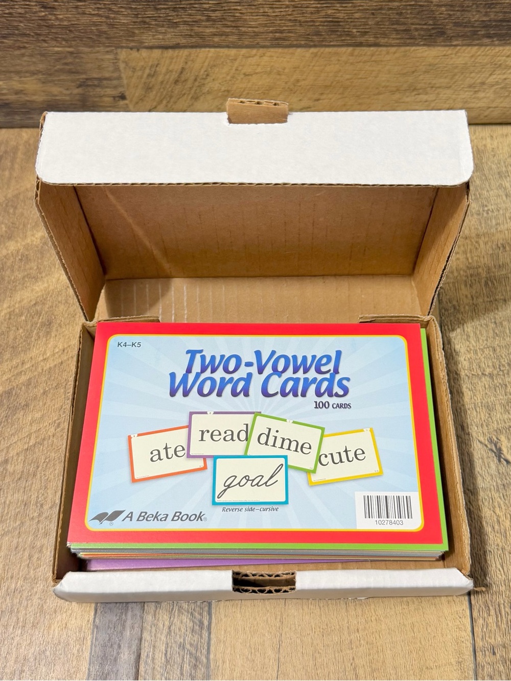 Abeka Homeschool Kindergarten Two Vowel Word Cards Teaching Aid 100 Cards NIB!